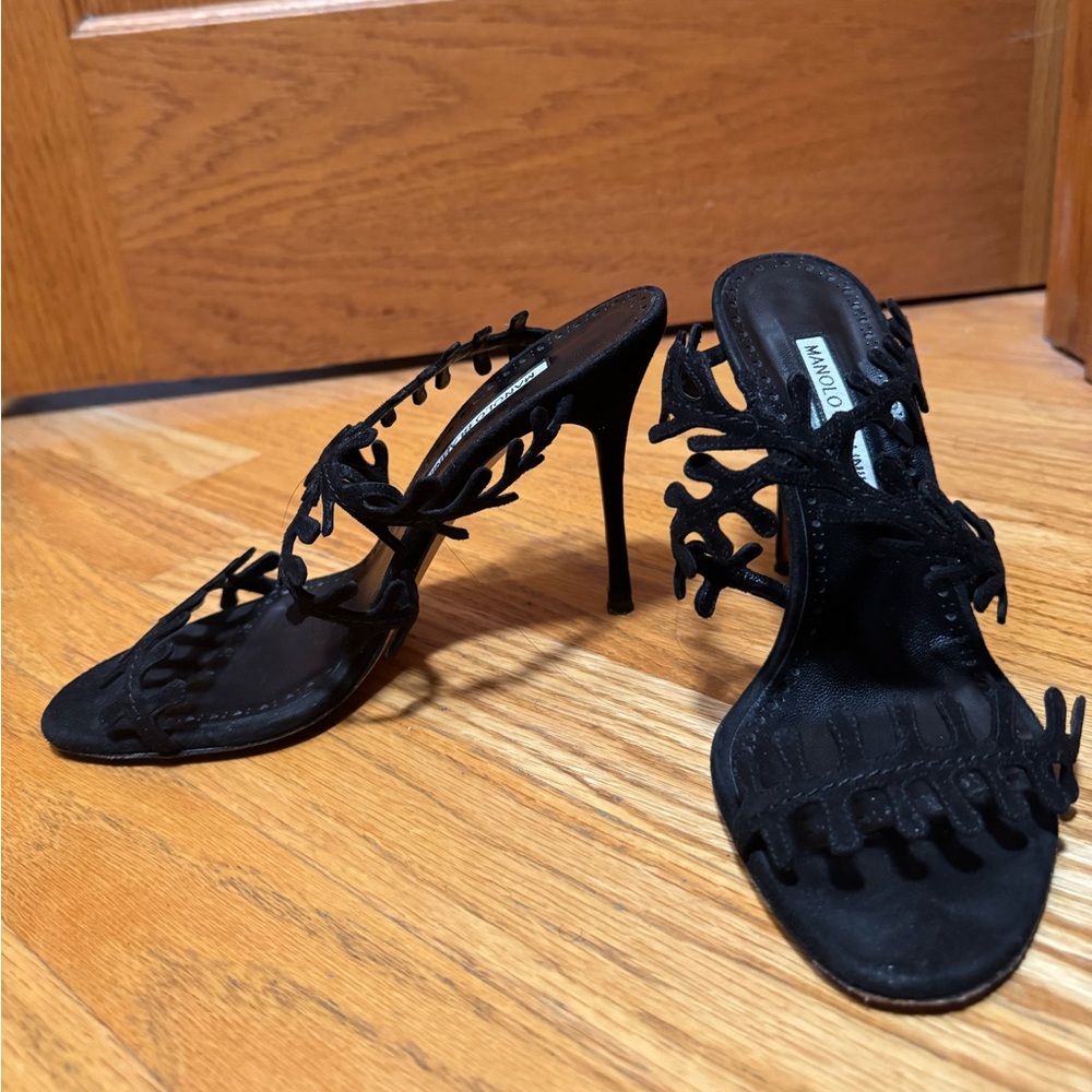 Manolo Blahnik Black Suede Heel